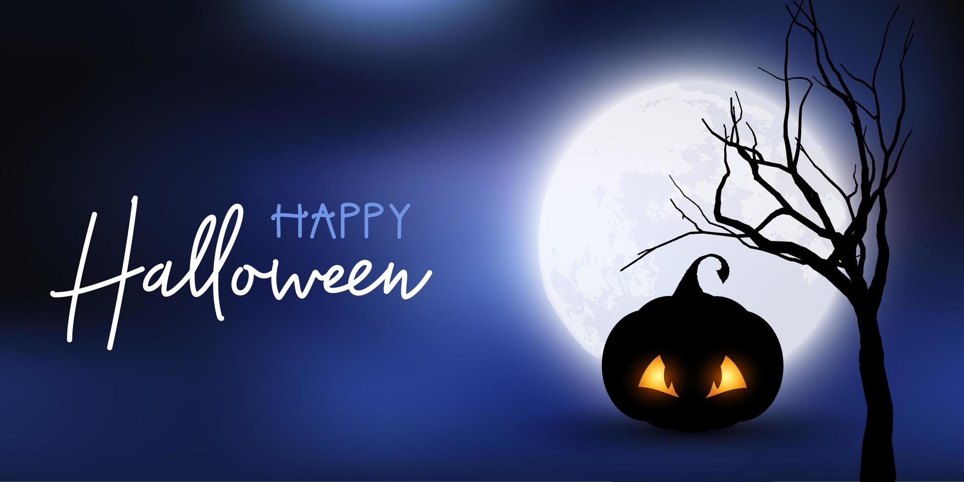 Halloween banner with spooky pumpkin against moonlit sky 694454 Vector Art at Vecteezy