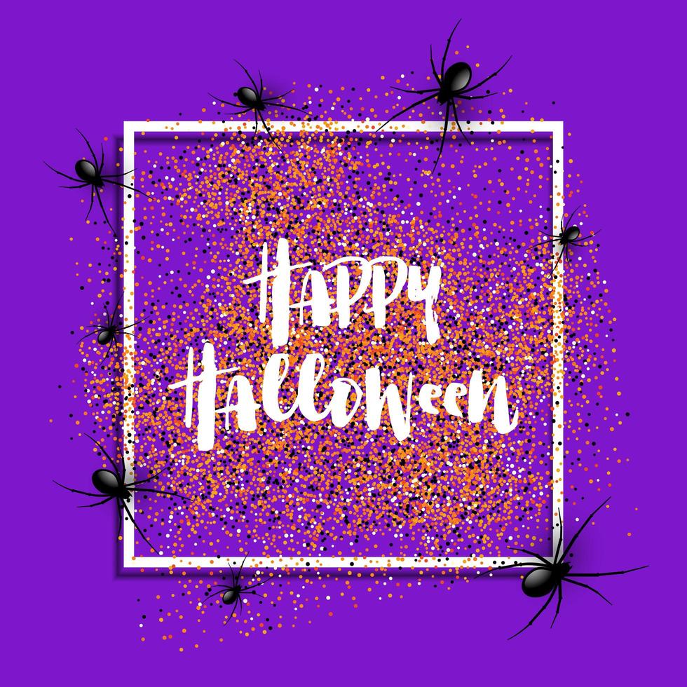 Halloween background with spiders on white frame vector