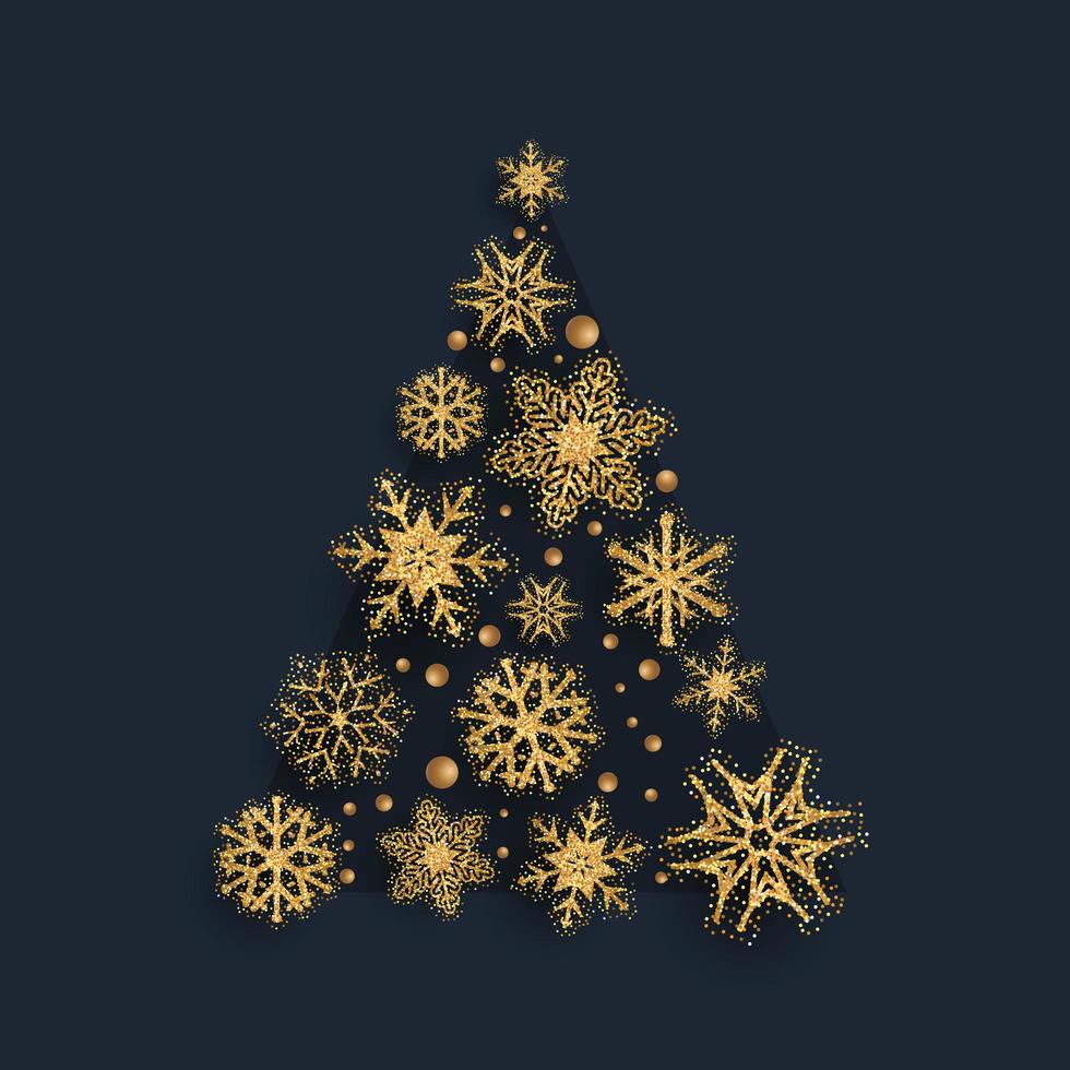 Diseño de árbol de Navidad de copo de nieve reluciente vector