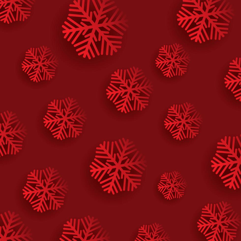 Copos de nieve de Navidad sobre un fondo rojo. vector