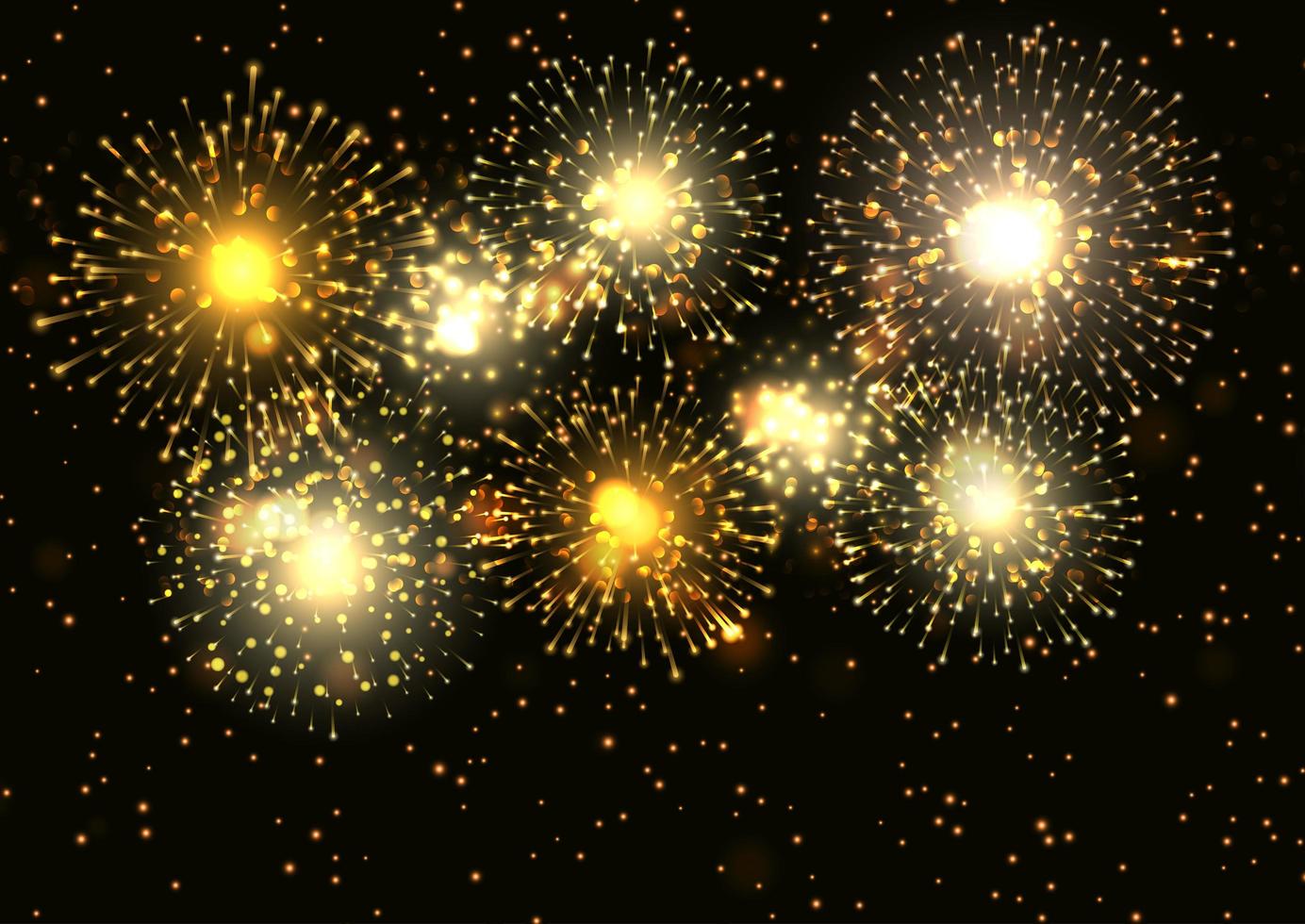 Golden fireworks display background vector