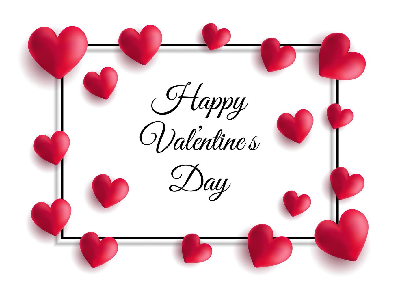 Valentine's Day background with hearts and frame vector