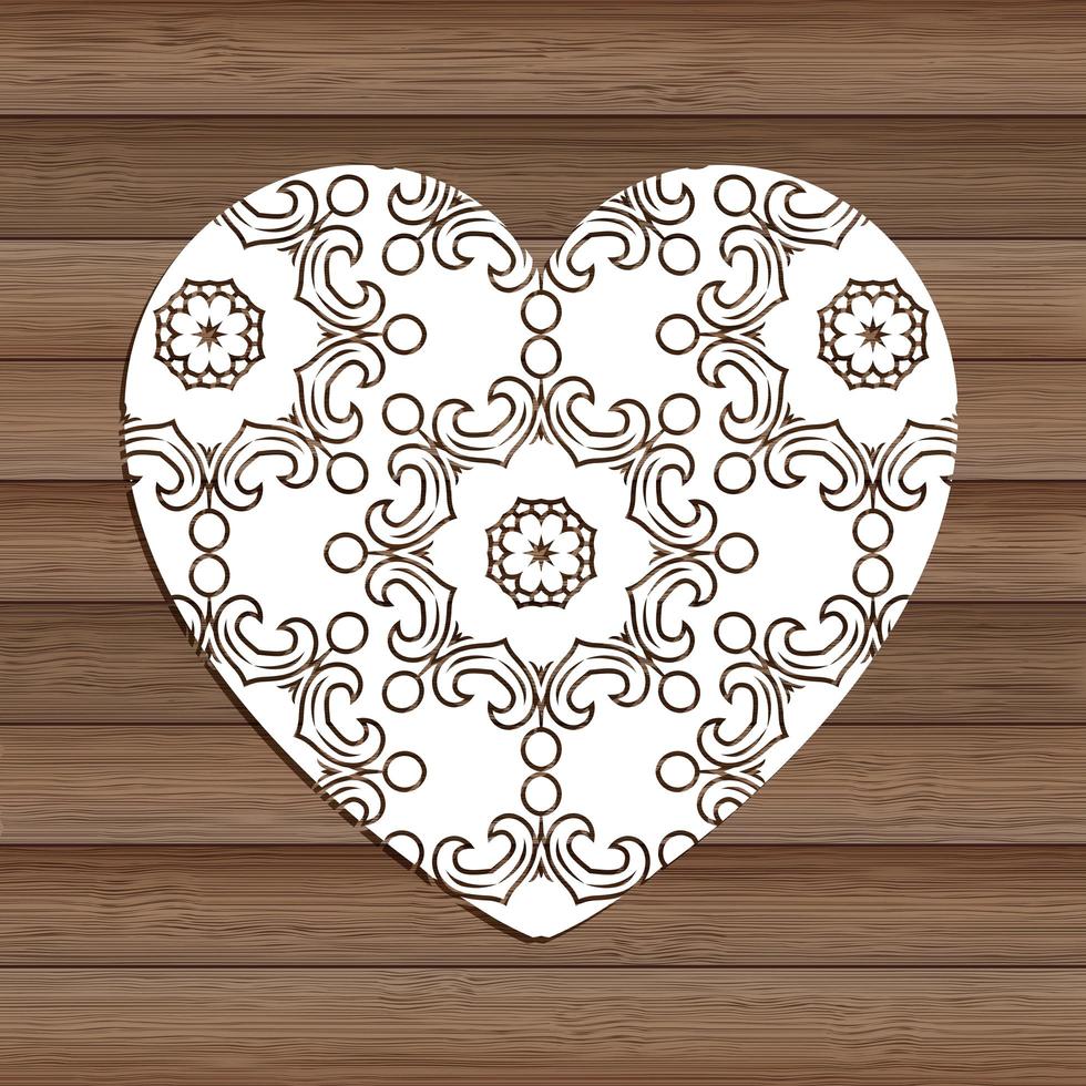 decorative cutout heart on wooden texture 0901 vector