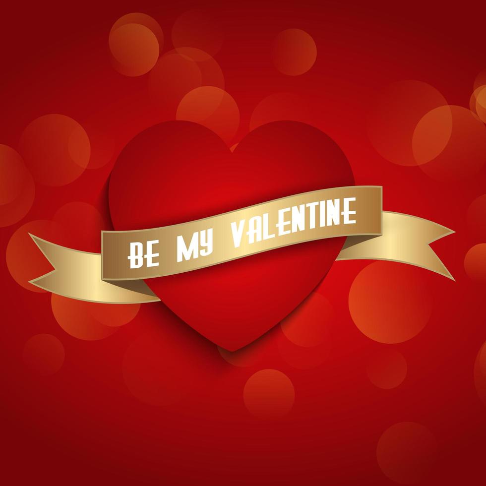valentines day background with heart and ribbon vector