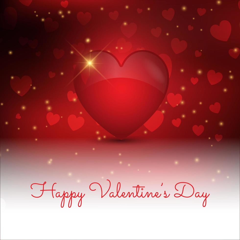 Decorative Valentines Day background with 3D style heart vector
