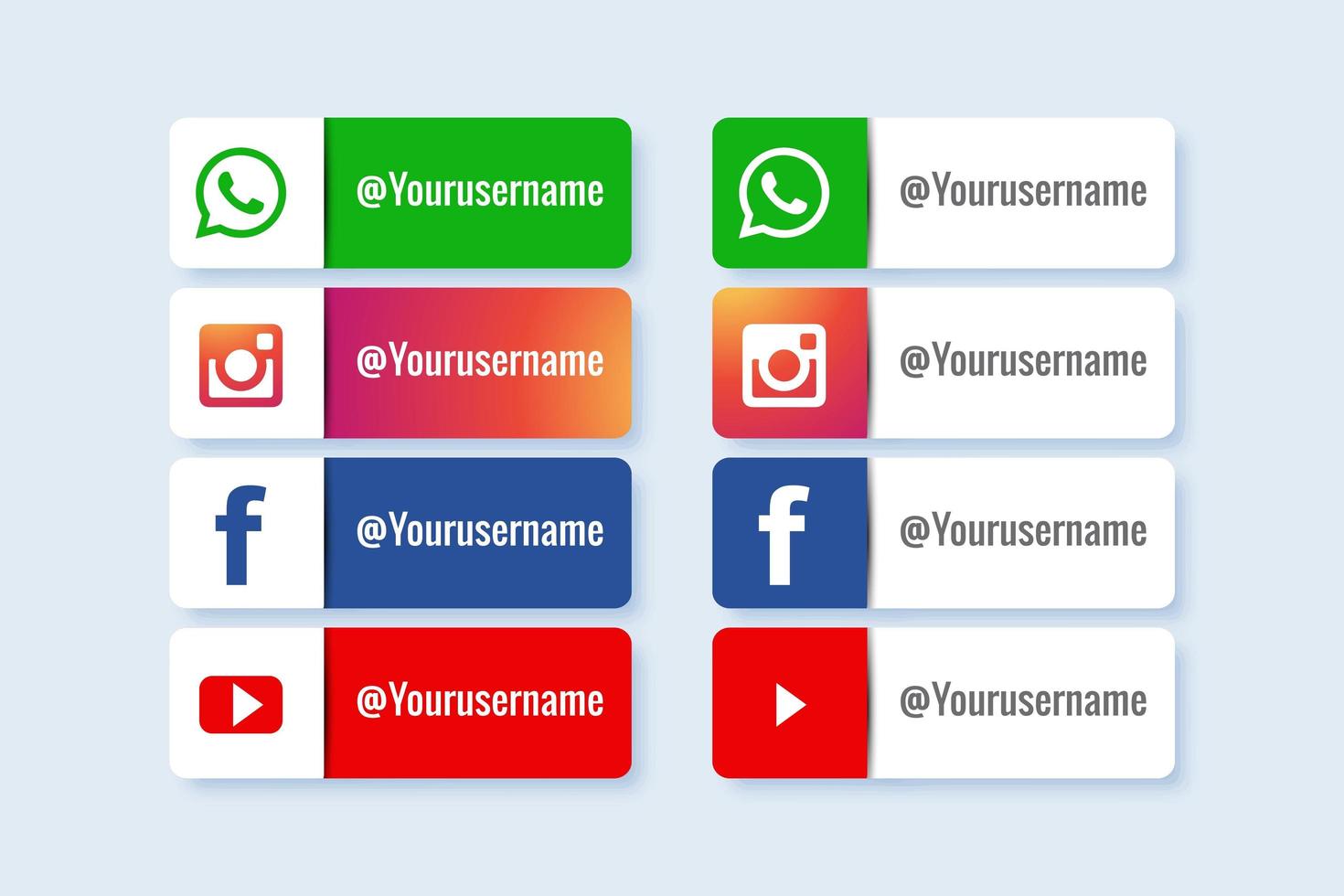 Set of social media lower third icon vector