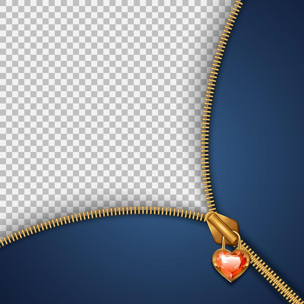 Template with unzipped heart zipper clasp vector