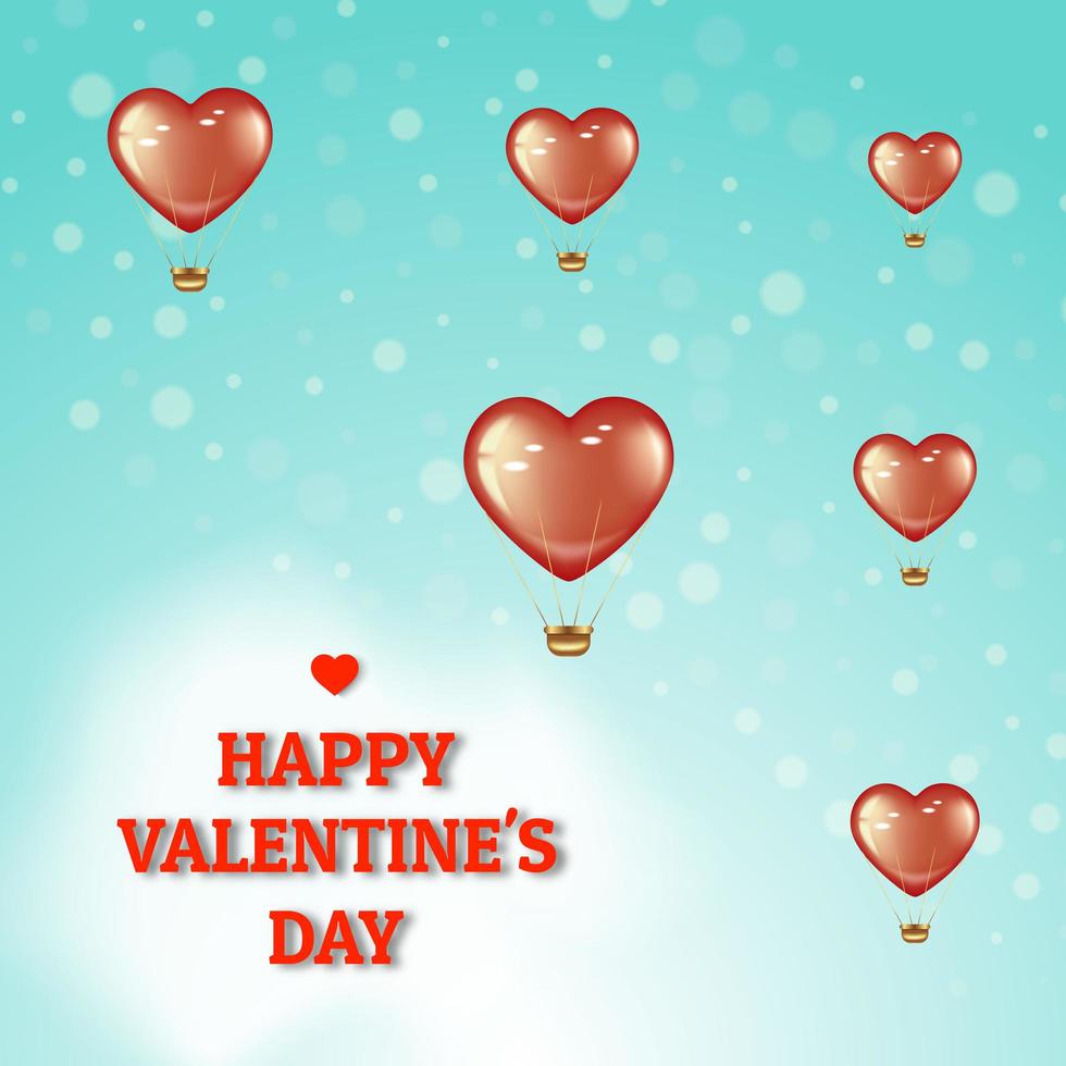 Red Heart Balloons Valentine's Poster vector