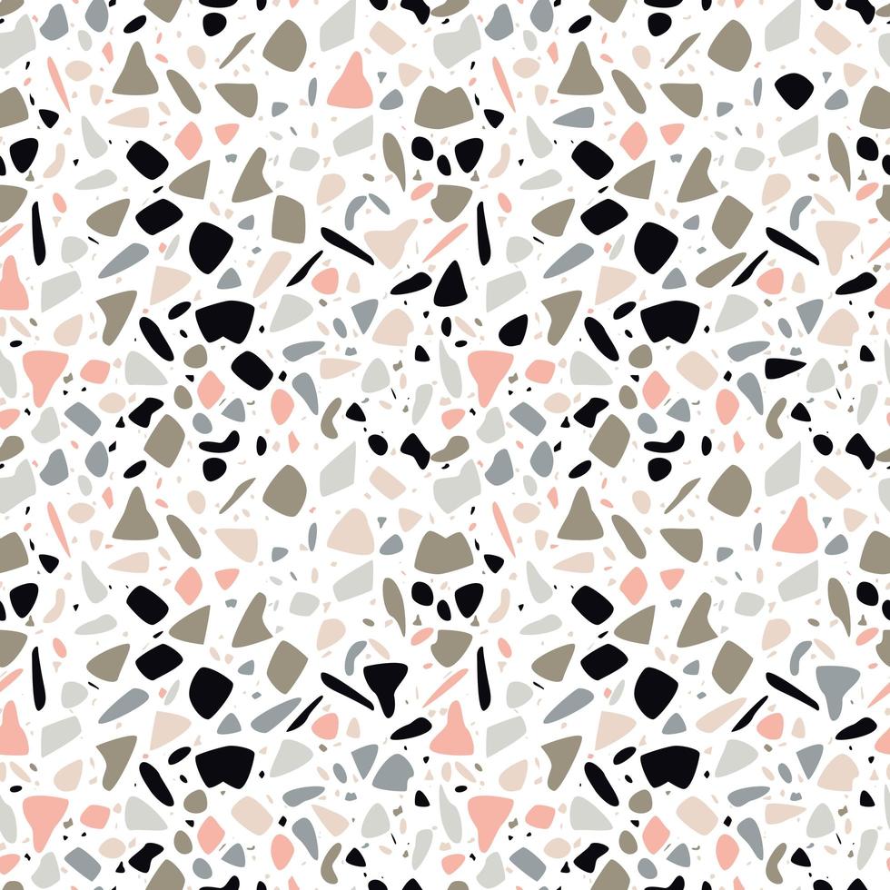 Terrazzo seamless pattern design with hand drawn rocks vector