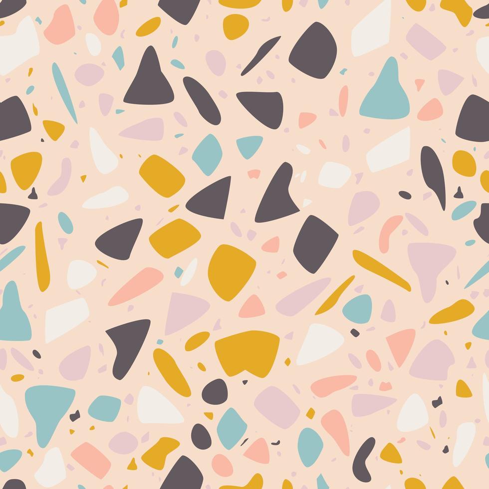 Terrazzo seamless pattern design with hand drawn rocks vector