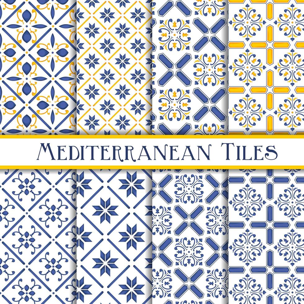 Collection of mediterranean tile patterns 694675 Vector Art at Vecteezy