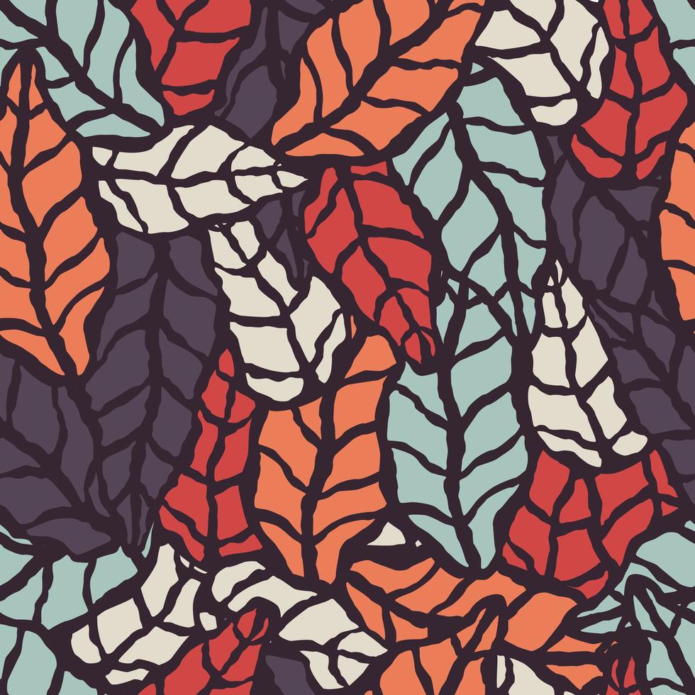 Seamless pattern with hand drawn natural leaves vector