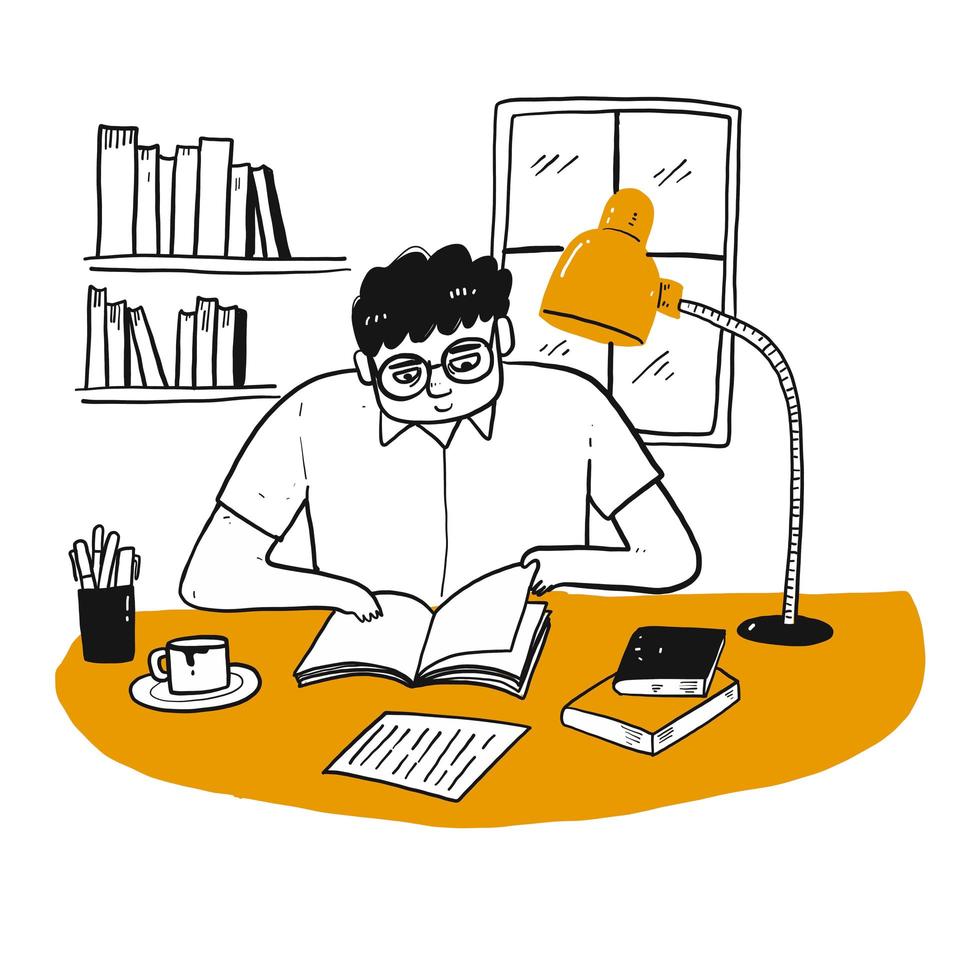Cartoon man reading a book  vector