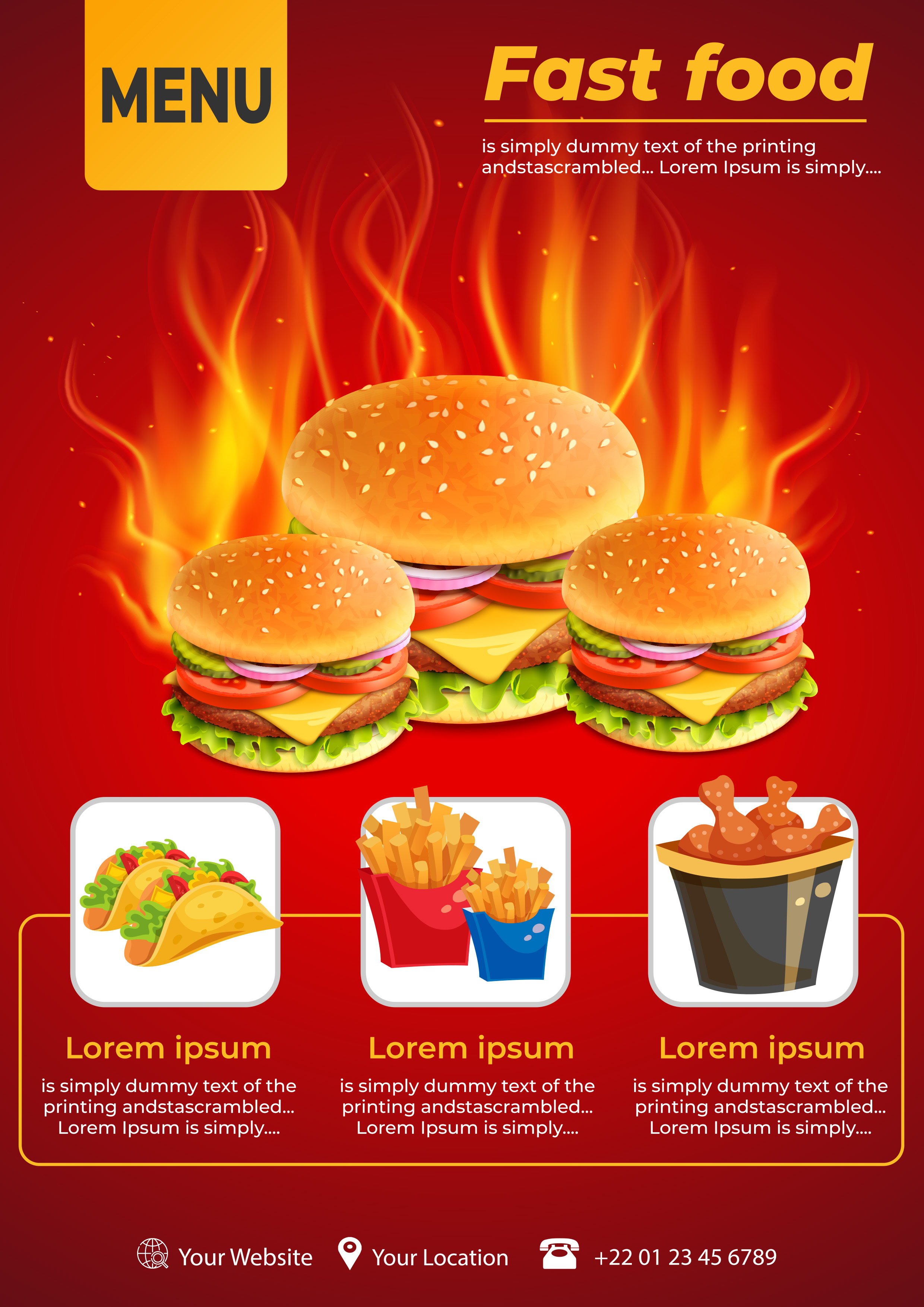 Menu Fast food Brochure Template 694729 Vector Art at Vecteezy