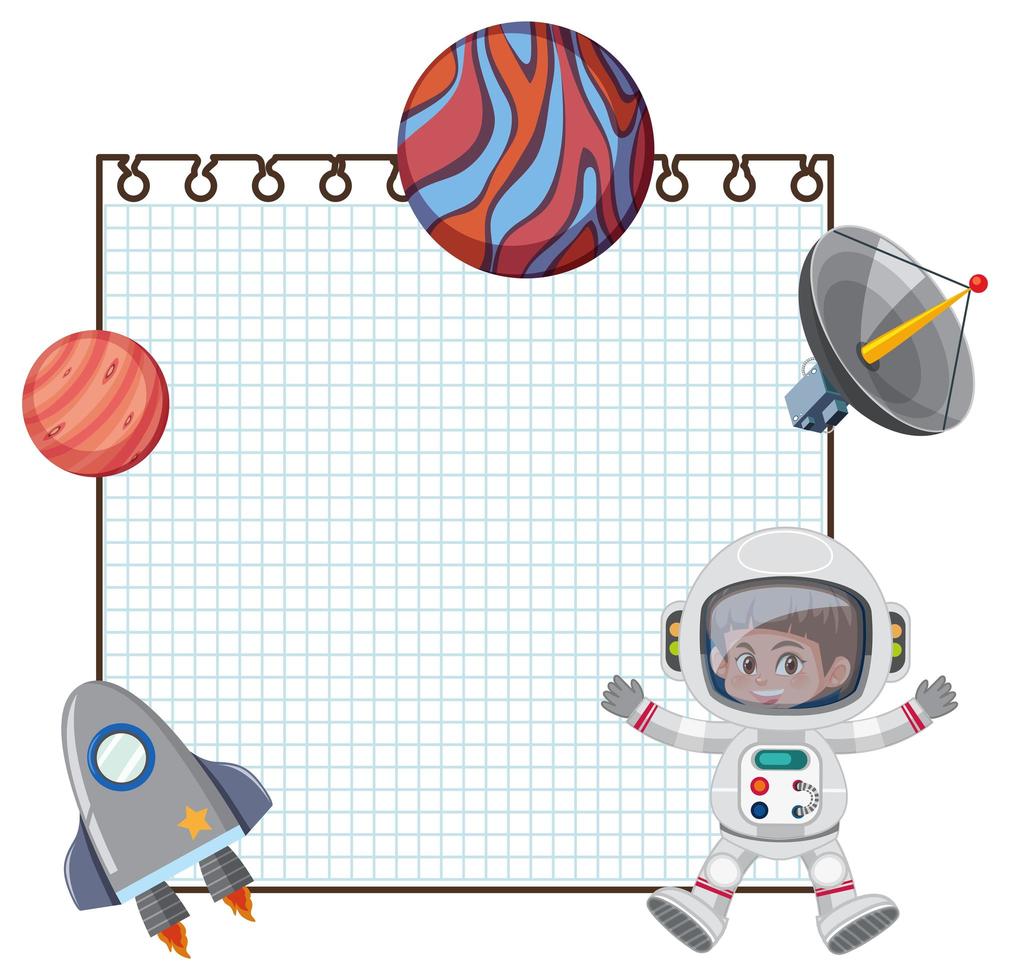 Graphic paper frame with space elements  vector
