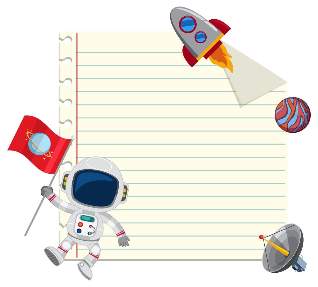 Space theme note paper with space elements  vector