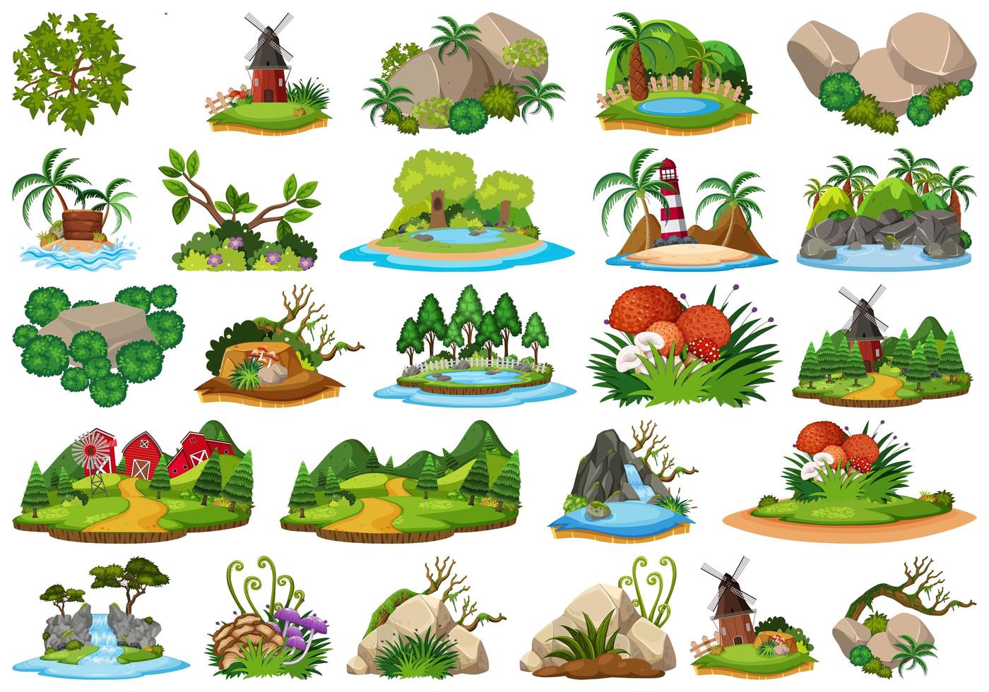 Large group of isolated nature themes. vector