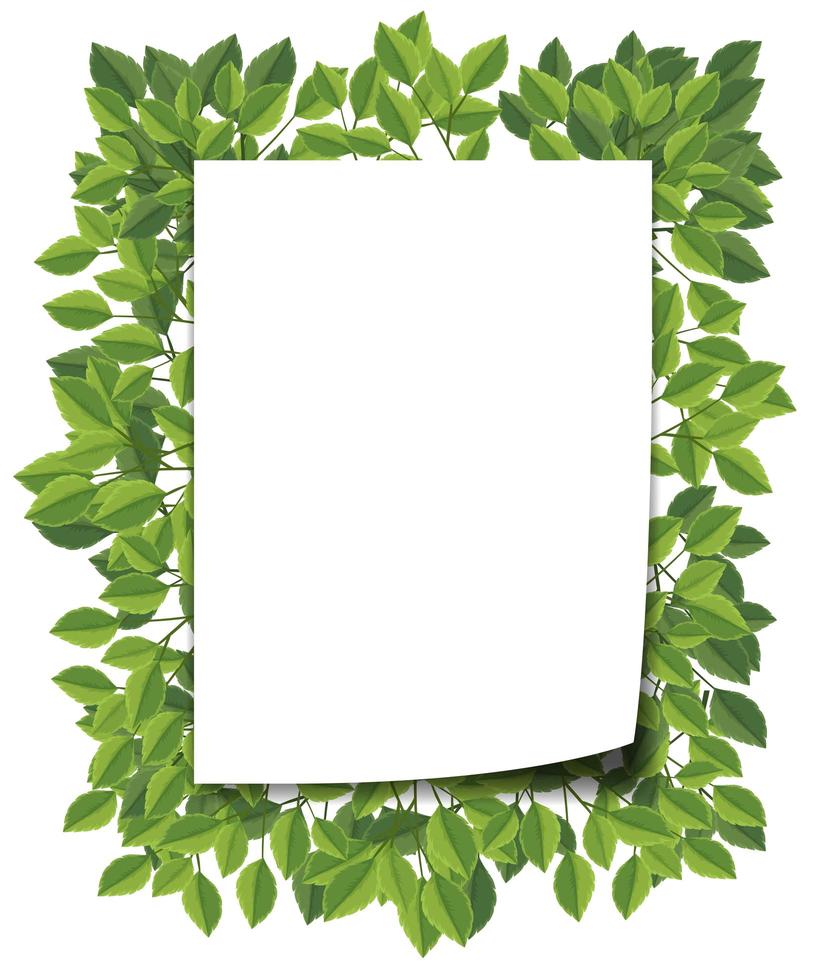 Green leaf blank border vector