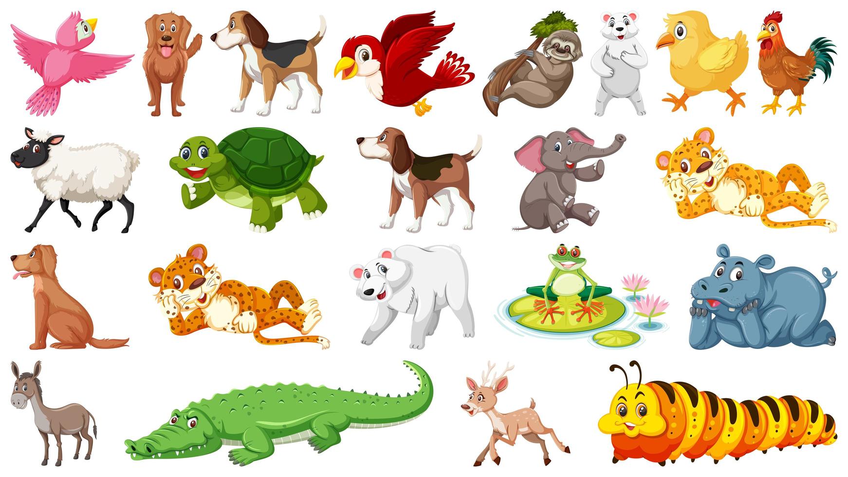 Conjunto de diferentes animales salvajes vector