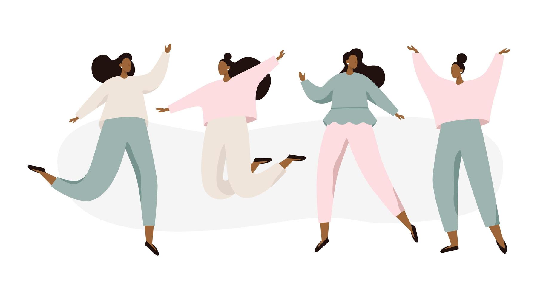 Grupo de mujeres felices bailando vector