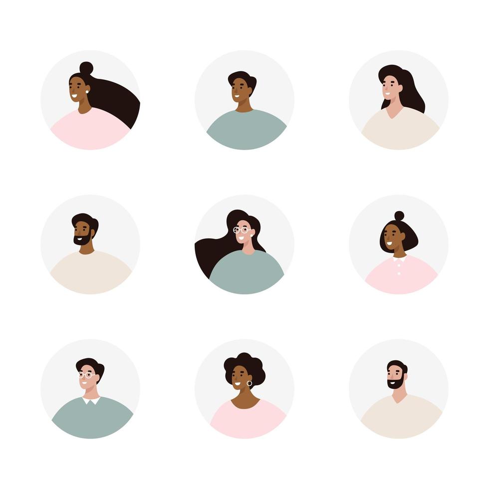 Conjunto de avatares de personas vector