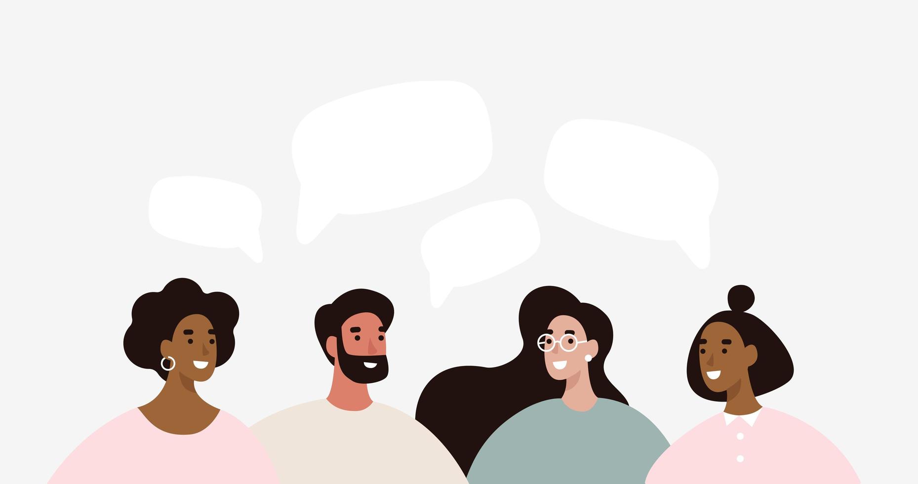 Group of People Discuss Social Media News 694781 Vector Art at Vecteezy