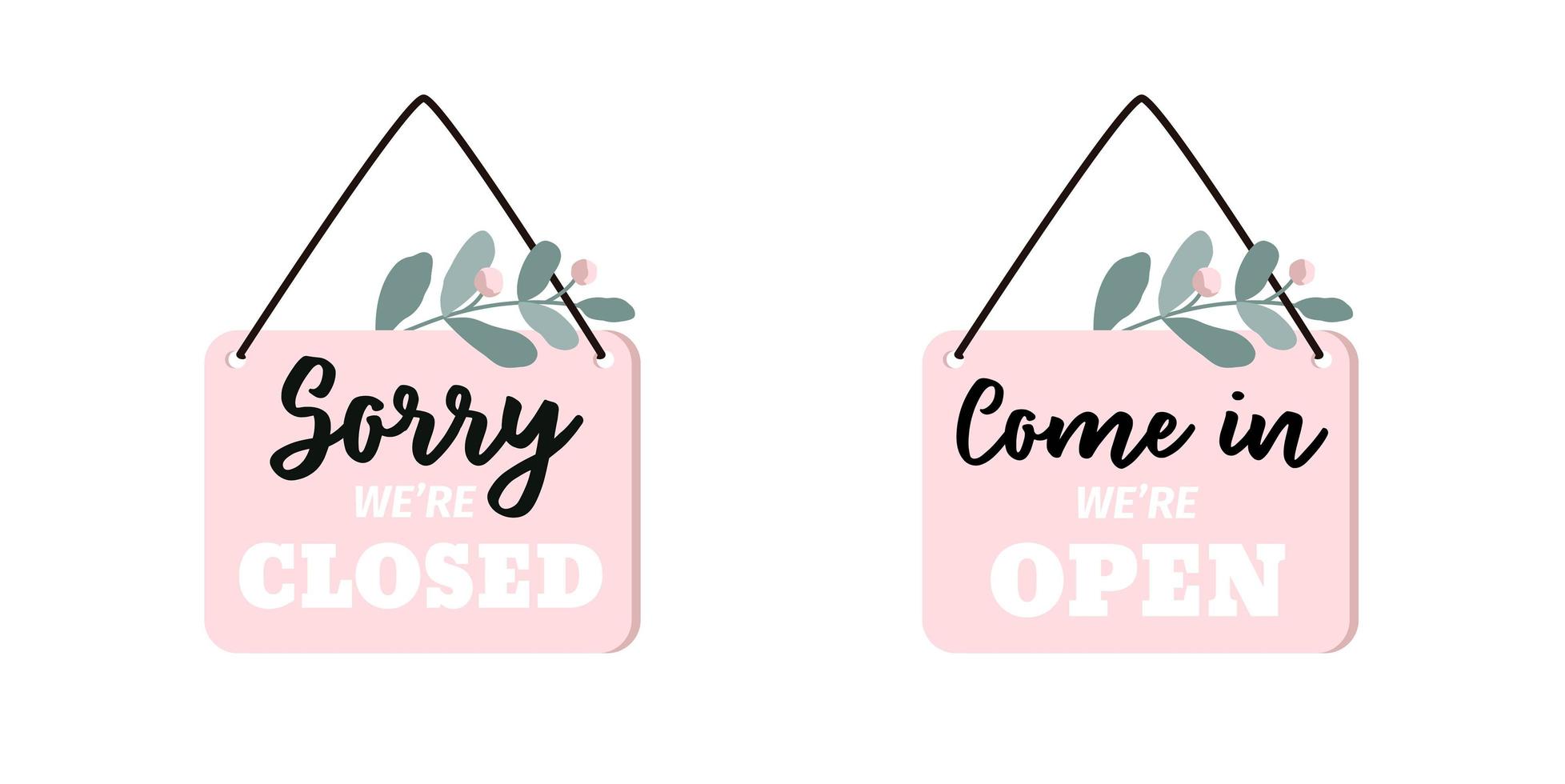 Set of Two Signs Sorry We're Closed vector