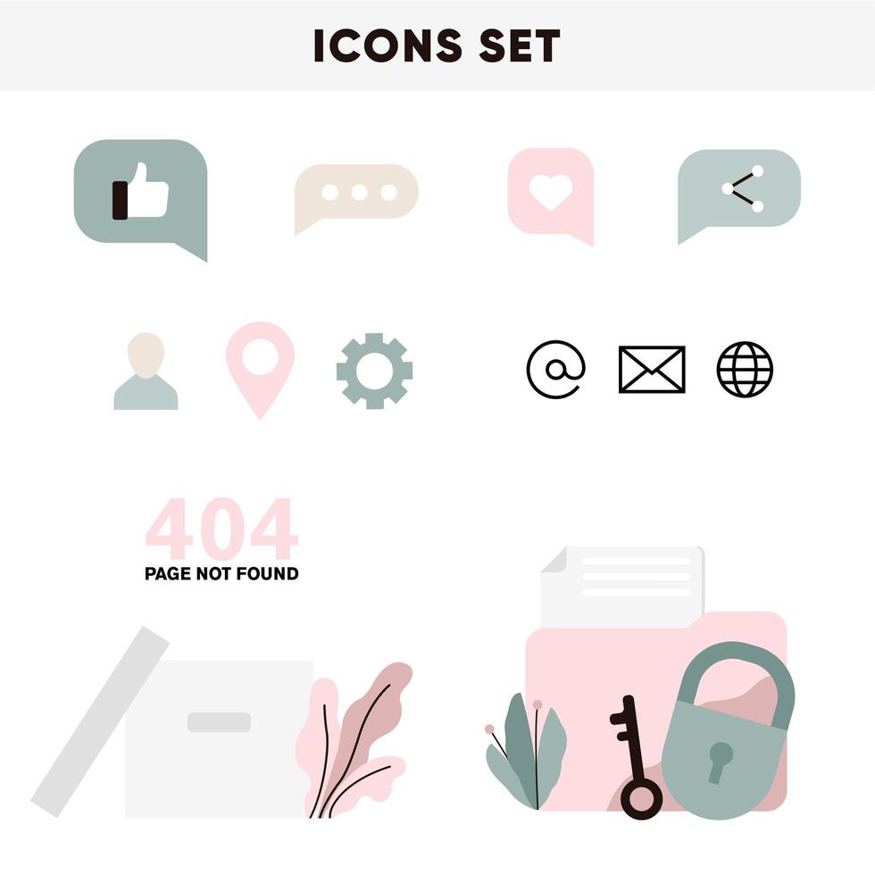 Cute Icons Set For Web Site vector