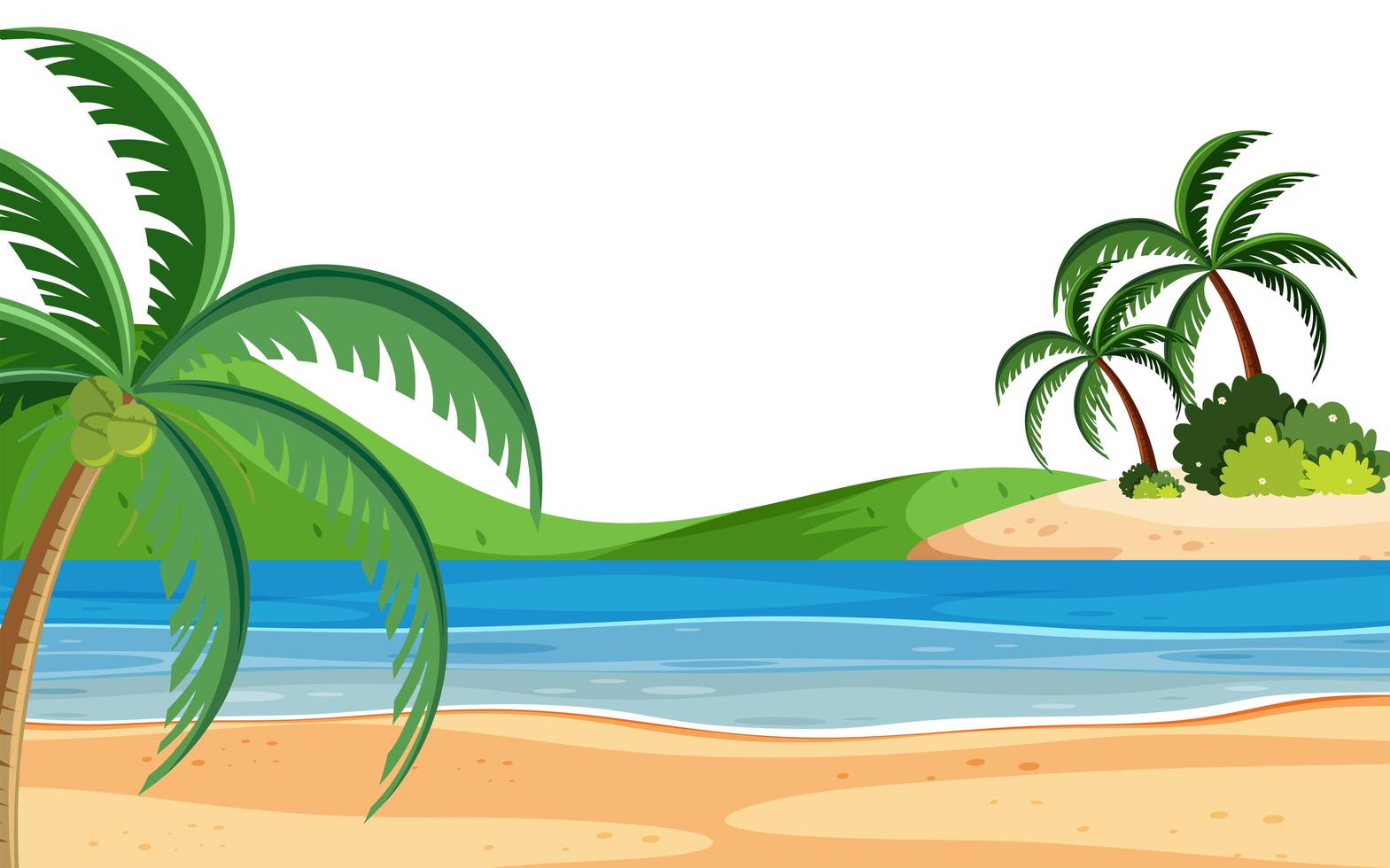 Fondo de paisaje con playa y árboles vector