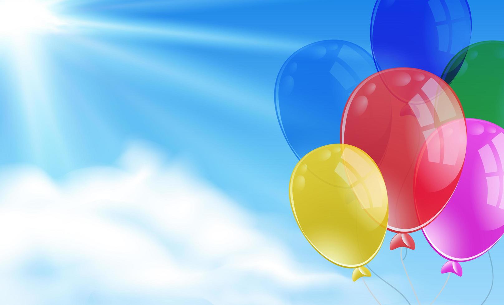 bunch of ballons in sky scene vector