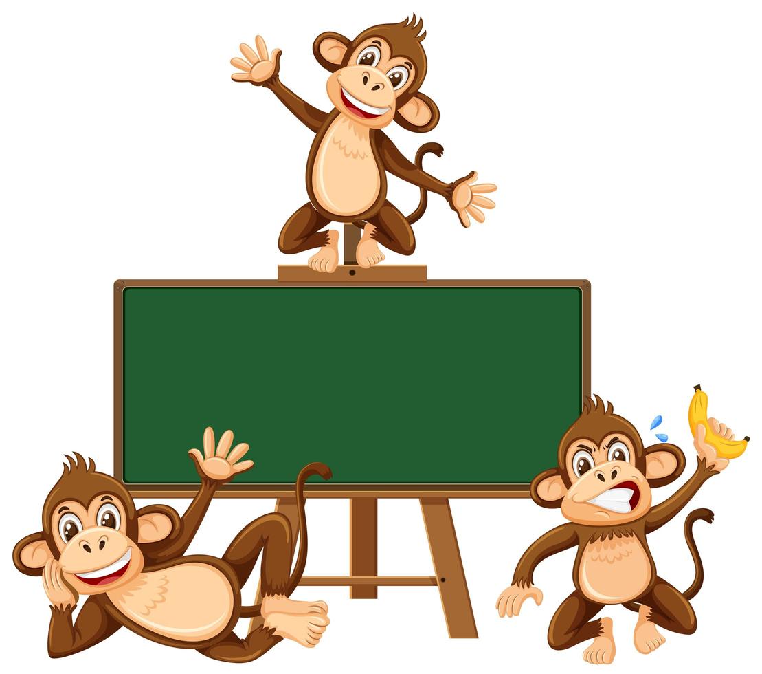 Blackboard template with monkey vector