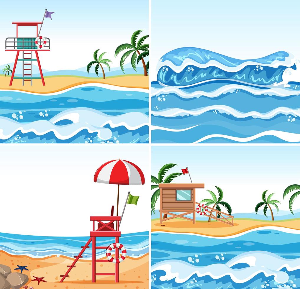 Set of summer beach backgrounds vector