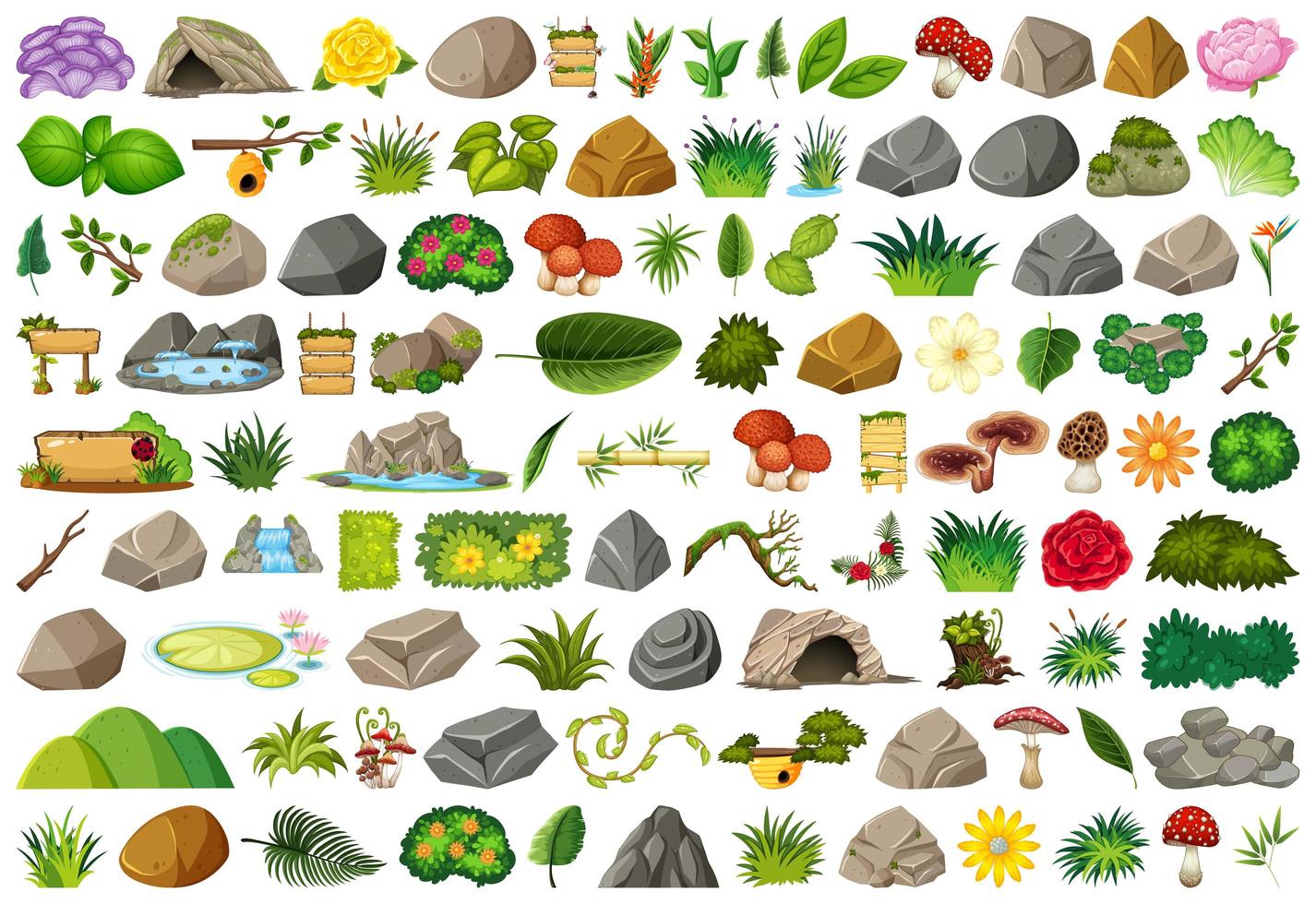 Set of isolated nature objects  vector