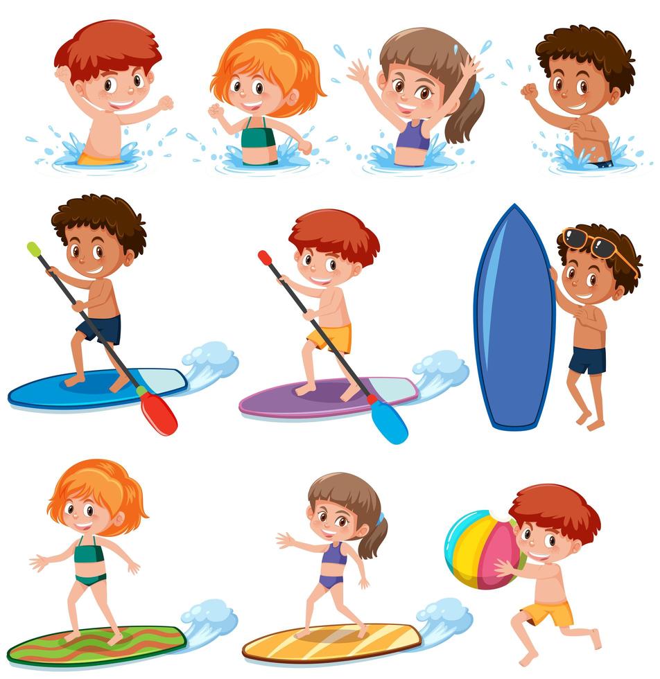 Carácter de verano de los niños sobre fondo blanco. vector