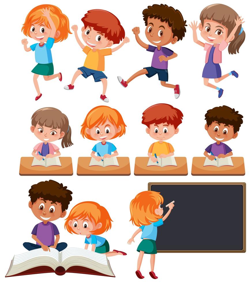 A set of cute students vector