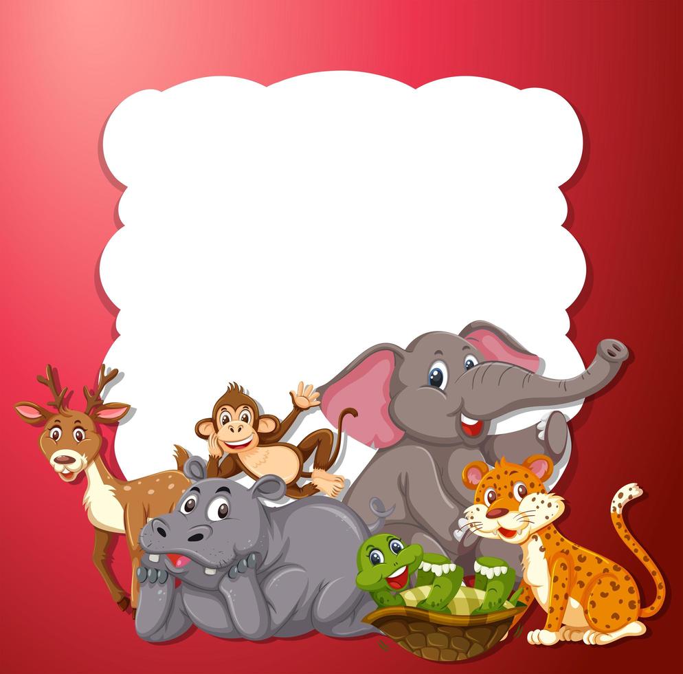 A wild animals on the red frame vector
