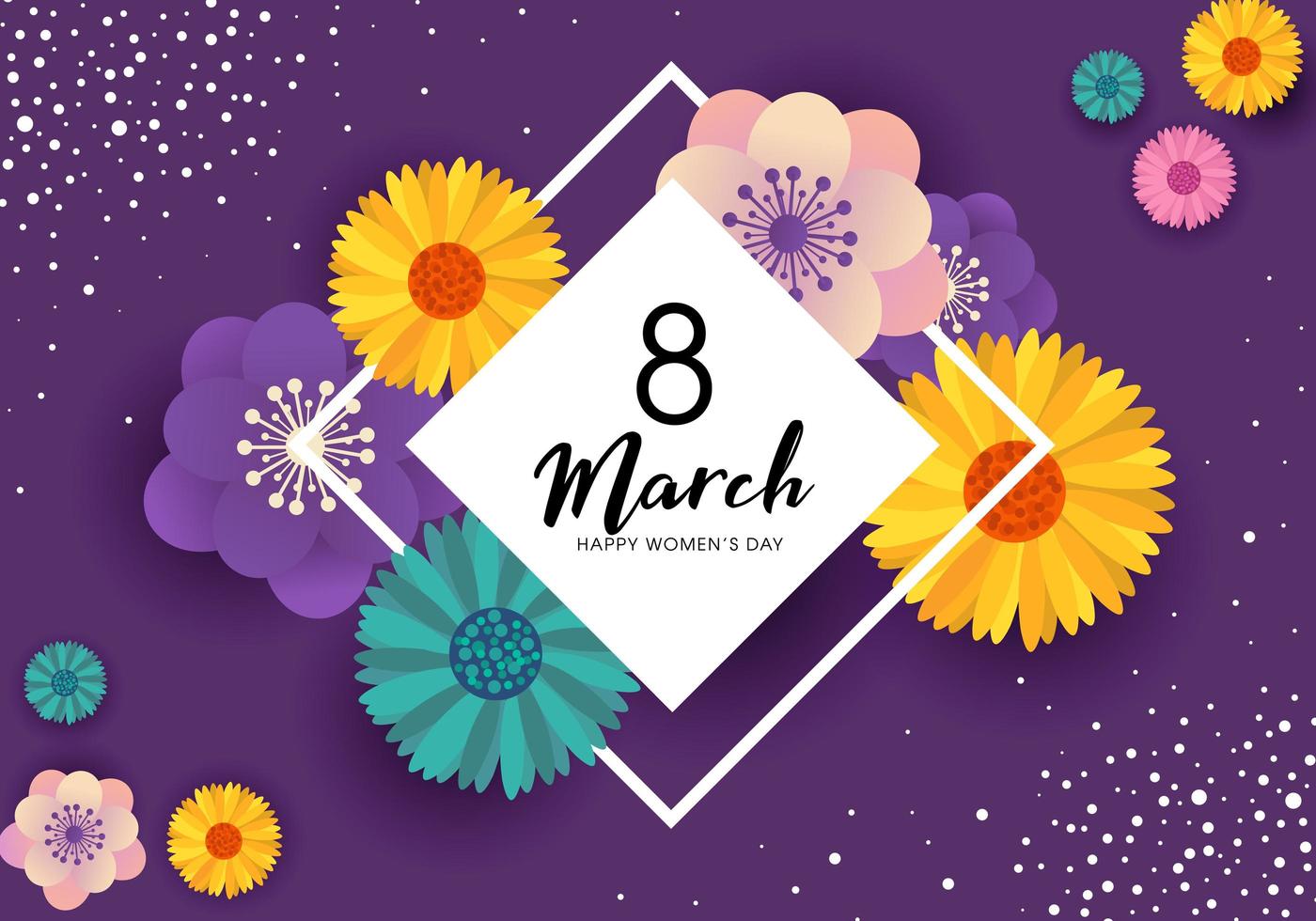 Women's Day Greeting Banner with Diamond Frame vector