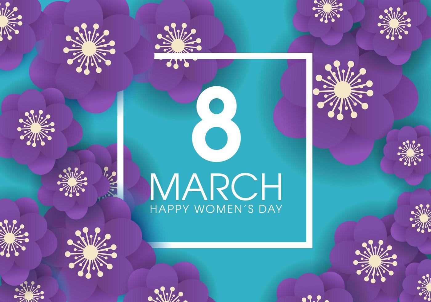 Women's day banner with Flowers and Square Frame vector