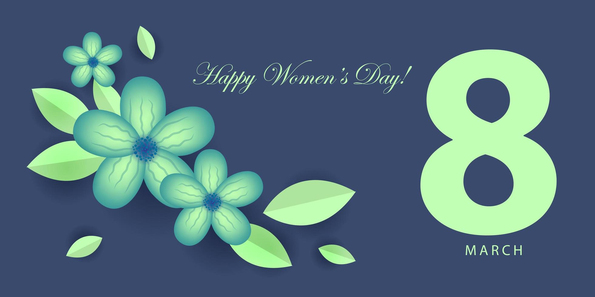 Blue Floral Happy Women's Day Banner vector