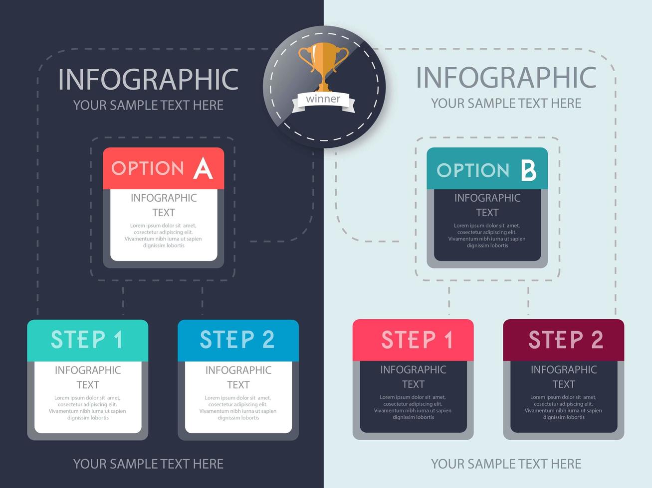 Infographic options step template design vector