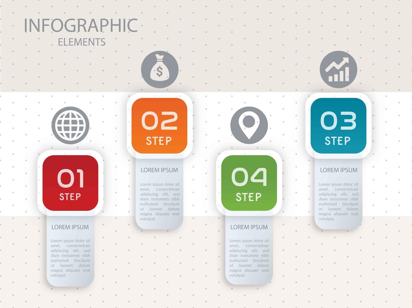 Diseño de plantilla de cuatro colores de infografía vector