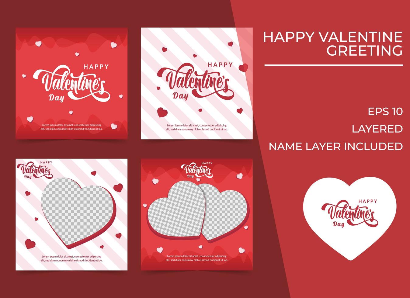 Template of Square Valentine Day Banners vector