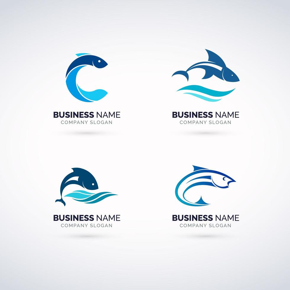 Conjunto de logotipo de pescado vector