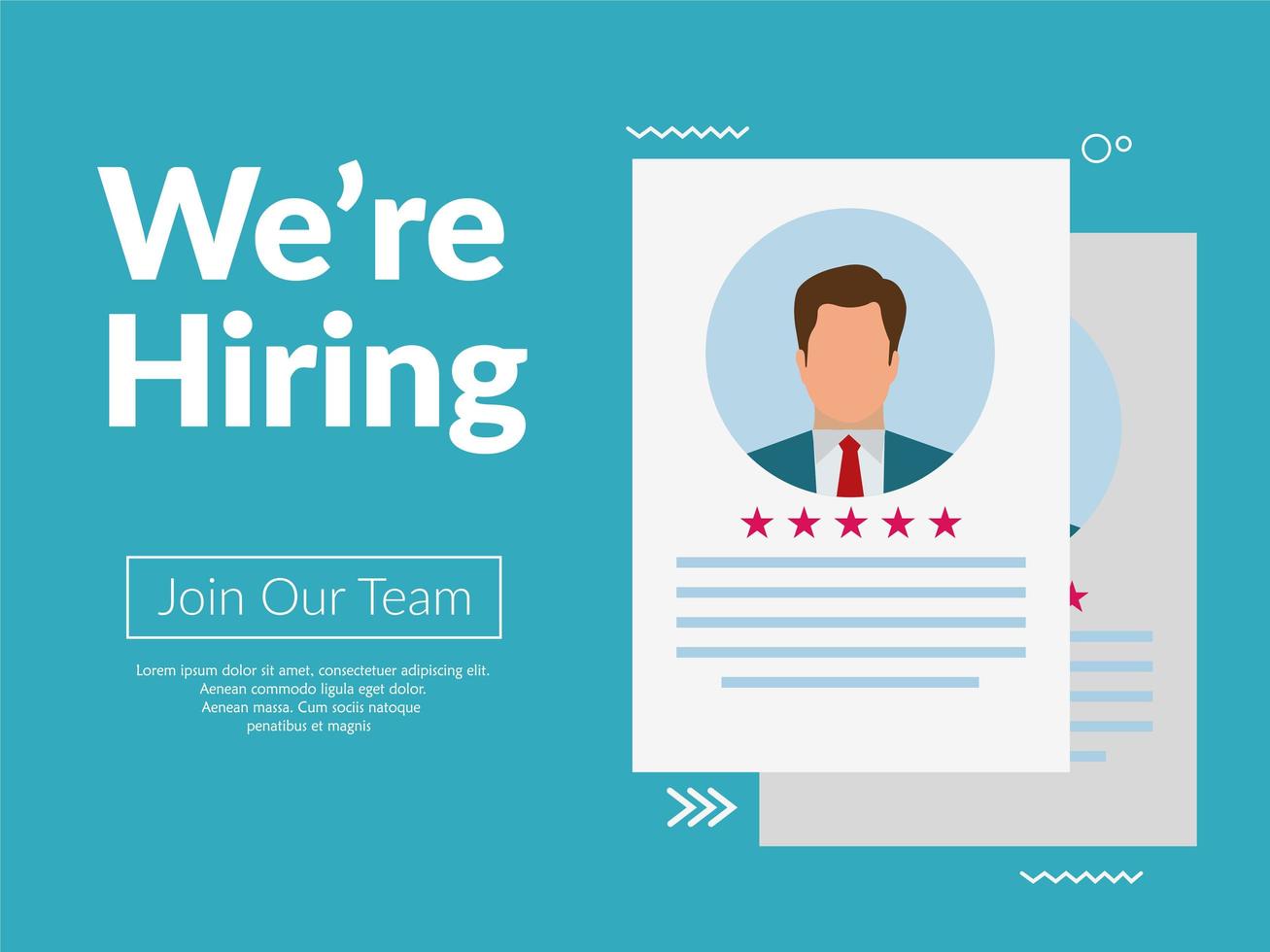 ''We're hiring'' on blue background vector