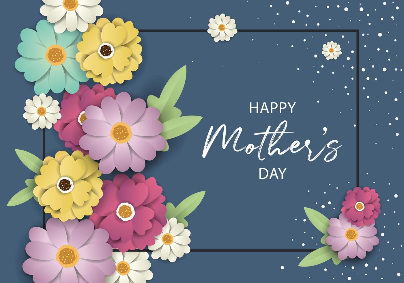 Mother's Day Banner Design with Frame and Flowers vector