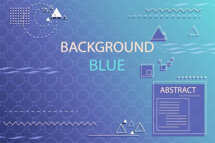 Blue Background Memphis Geometric Shapes vector