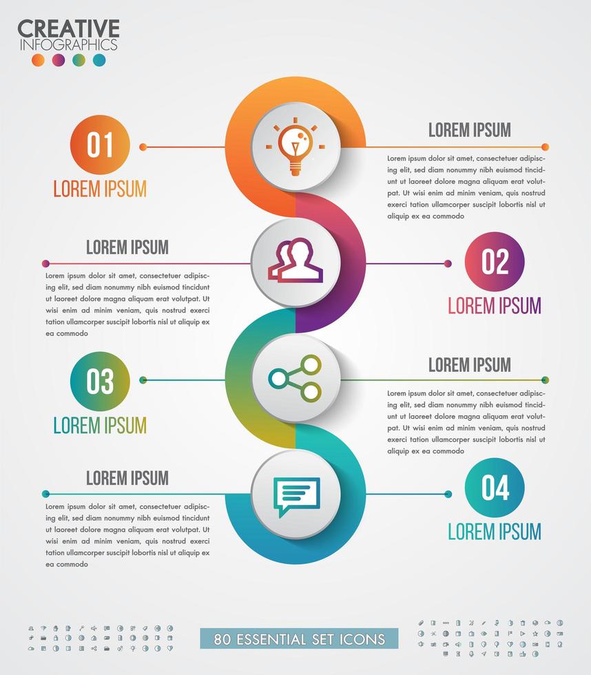 Infographic template  business with 4 circular steps vector