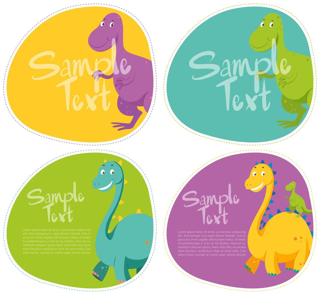 Sticker design with cute dinosaur vector