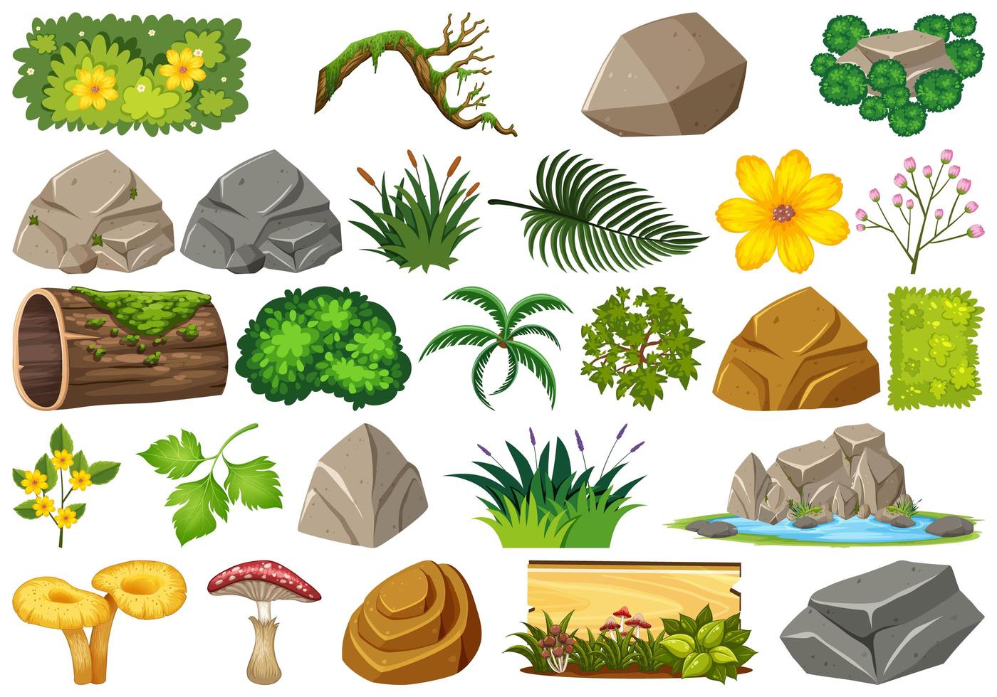 Set of nature elements vector