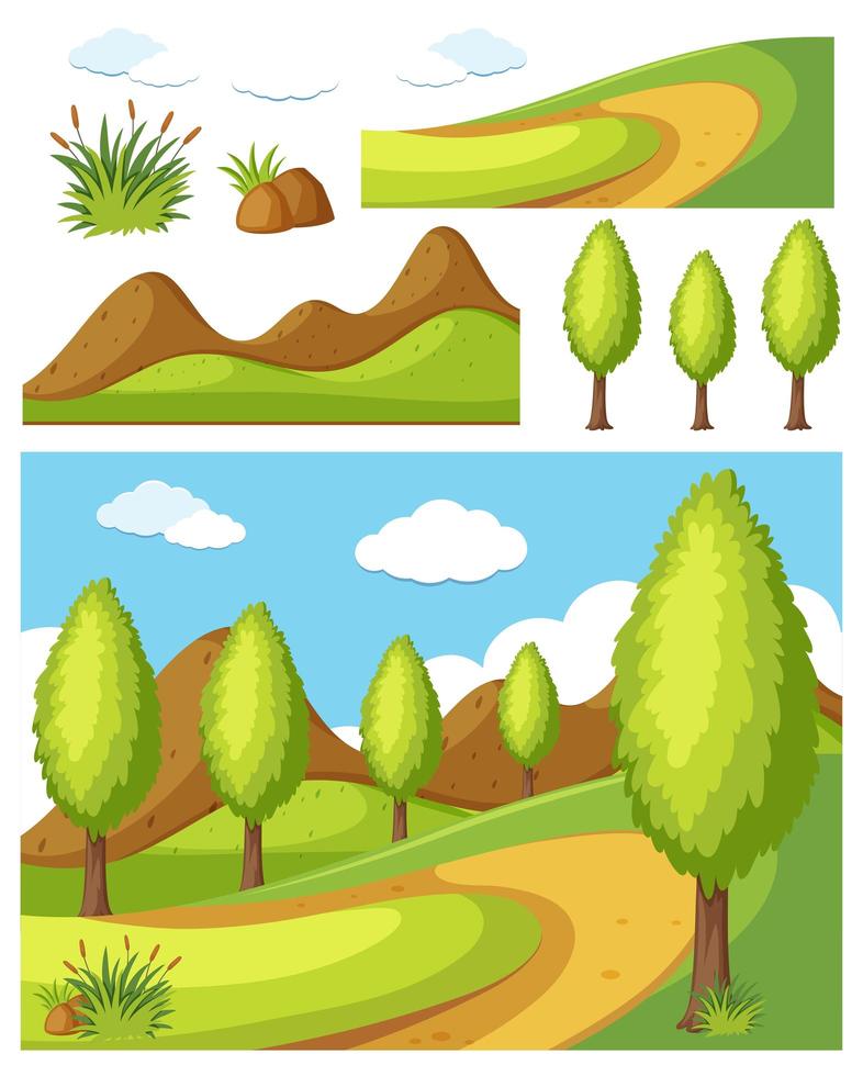 Set of nature elements vector